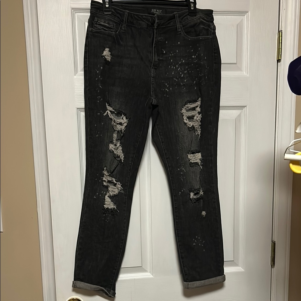 Judy Blue Distressed Boyfriend Black Jeans